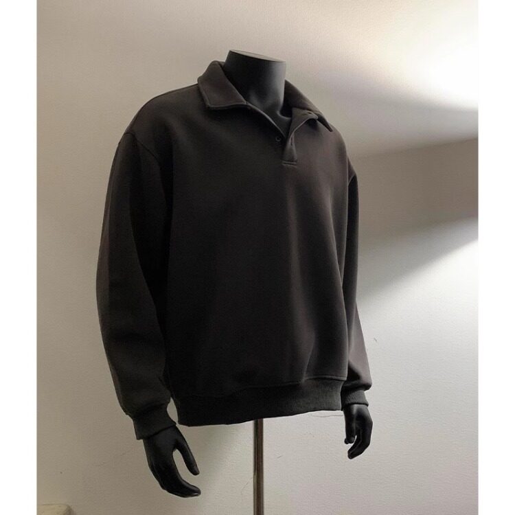 重磅廓形卫衣长袖polo衫翻领内搭打底衫POL0001P50,男装卫衣,星座908