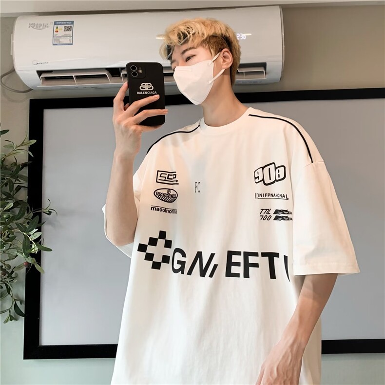 圆领男青春流行时尚潮牌五分袖T恤夏季潮ins城市风貌T恤T5571P35,男装T恤,星座1116-2