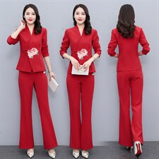时尚潮流女装套装春季新款修身显瘦职业装气质优雅两件套，女装套装/套裙，红依一坊