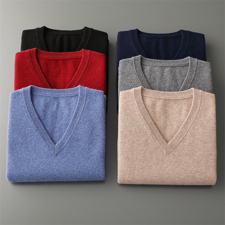 秋冬季新款舒适时尚百搭12针净面V领马甲，男装背心/马甲，牧圣羊绒
