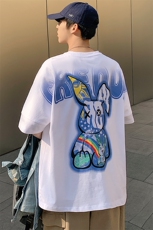 得物抖音40支双纱高品质宽松半袖纯印花短袖T恤男女T7182-P45，男装T恤，电商A441-1