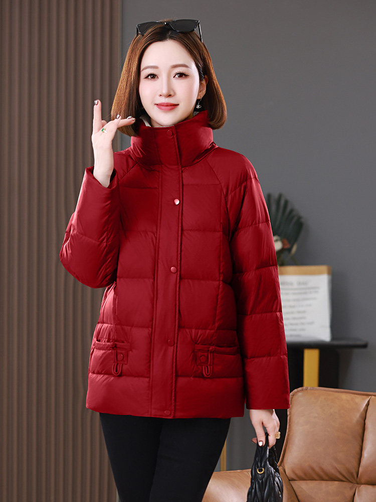 2025冬装新款中长款撞色拼接立领棉衣外套棉服,女装棉衣/棉服,雪樱依海