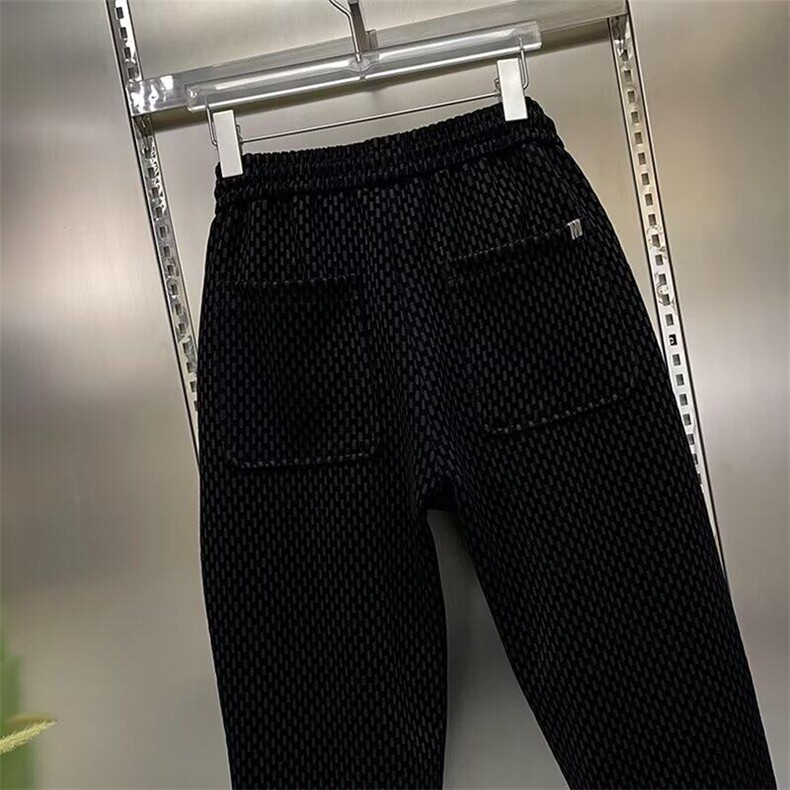 潮流黑色修身小脚弹力水洗休闲裤新款时尚百搭潮牌男士条纹哈伦裤,男装休闲裤,星座506A