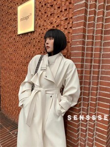 [现货]女明星机场风衣气质中长款立领风衣外套大衣2022春图片