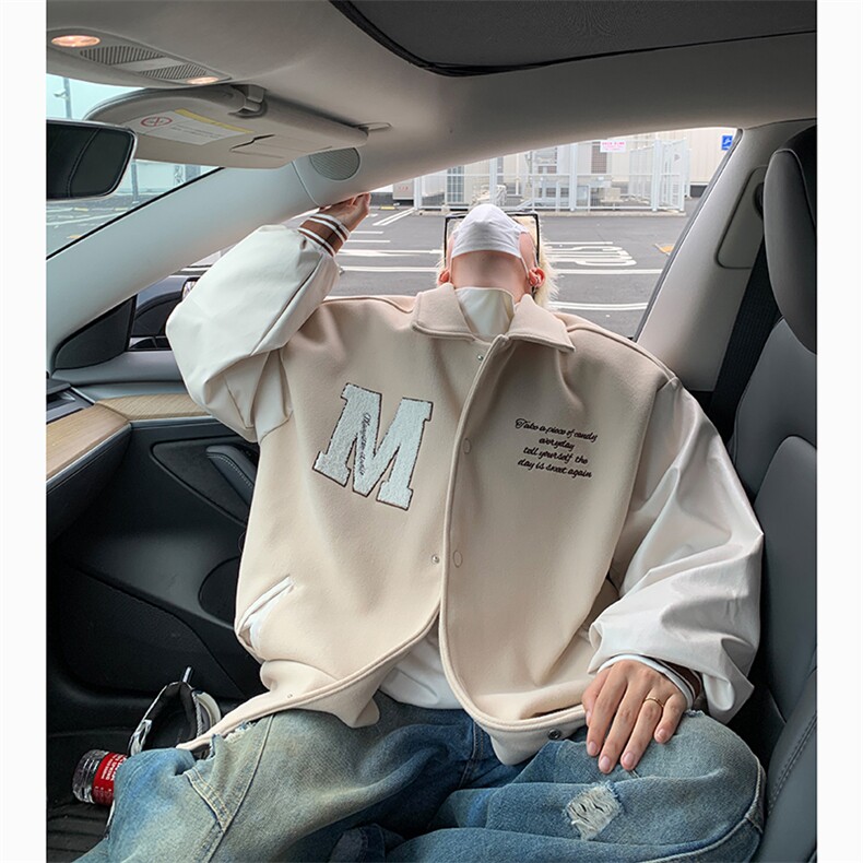 港风美式潮牌拼接袖字母翻领棒球服夹克XZ213-JK9903-P108控128,男装夹克,星座213