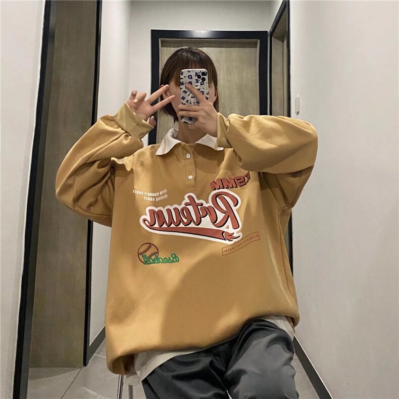 情侣装polo翻领卫衣港风潮牌套头加绒Y27P35,男装Polo衫,星座1116-2