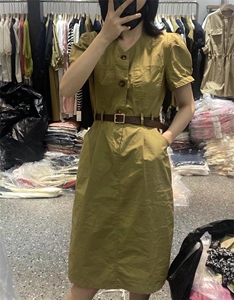 女神款V领气质配腰带连衣裙图片