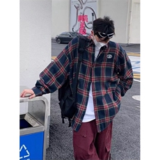 春秋新款复古格纹长袖衬衫男美式情侣衬衣情侣装外套C390，男装衬衫，星座1116A（原606A-3）