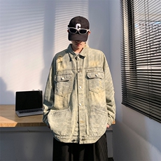 牛仔外套男美式ins高街上衣秋冬季宽松潮牌情侣夹克1247-P70，男装工装外套，星座910-5
