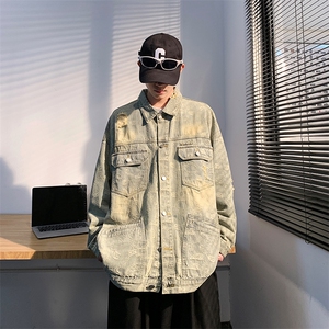 牛仔外套男美式ins高街上衣秋冬季宽松潮牌情侣夹克1247-P70图片