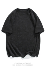 XZ213-LZ07-P45控58港风大码水洗做旧时尚百搭纯色圆领短袖T恤，男装T恤，星座213