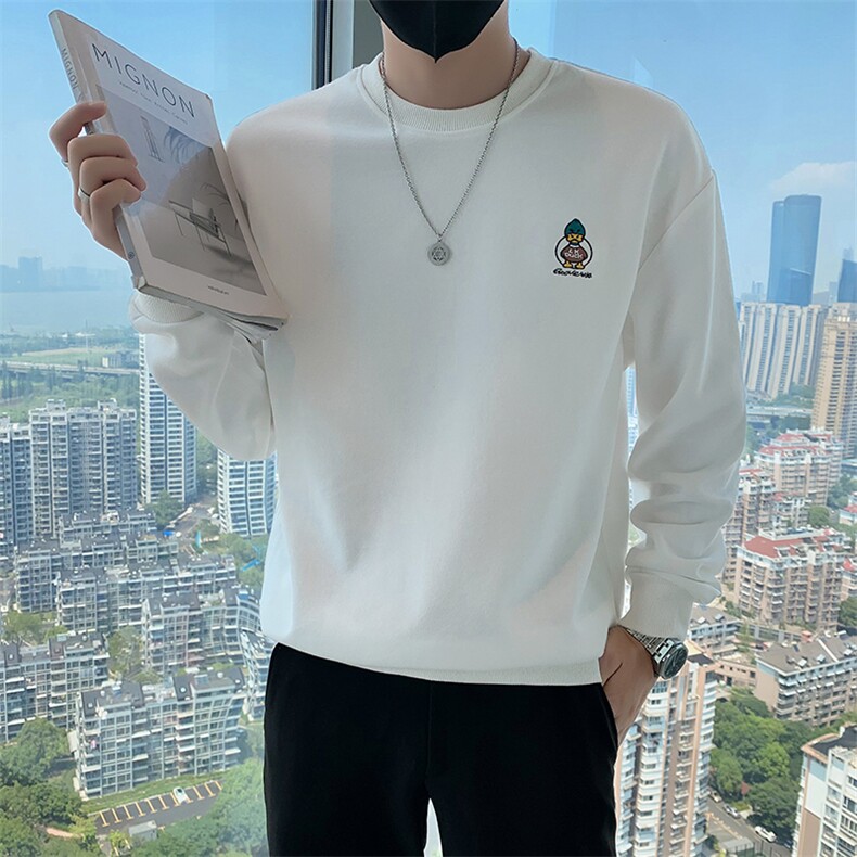 社会小伙卫衣男2025秋季新款潮牌刺绣长袖打底衫A313-1-78011-P50,男装T恤,电商A313-1