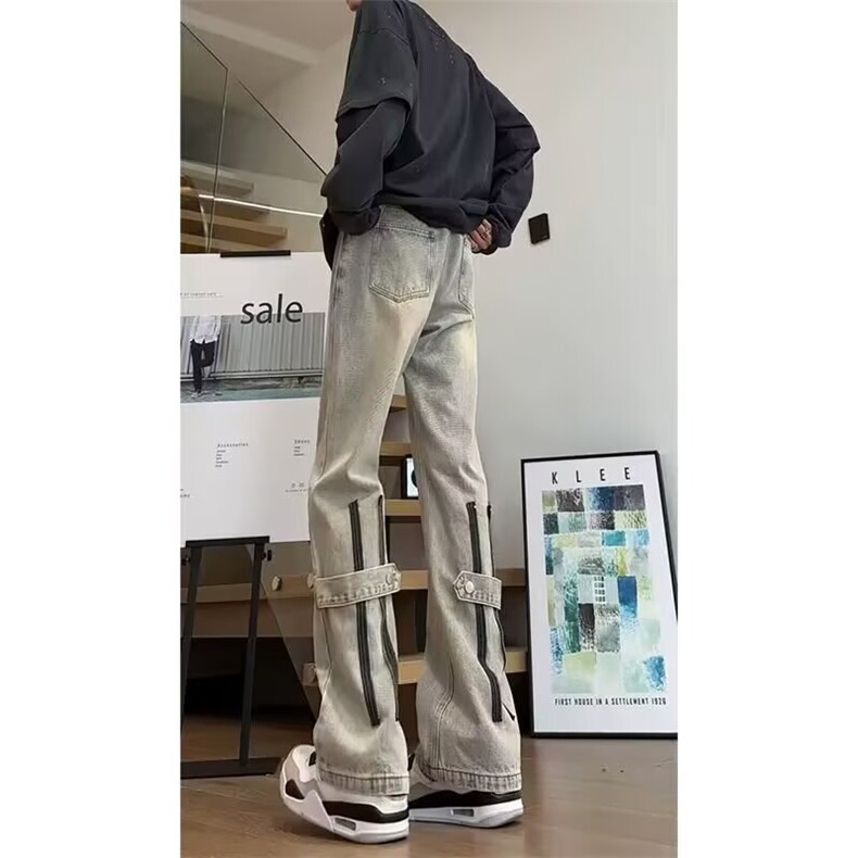 1506-1/G23050/P41直筒水洗黄泥染微喇牛仔裤长裤,男装牛仔裤,星座1506A