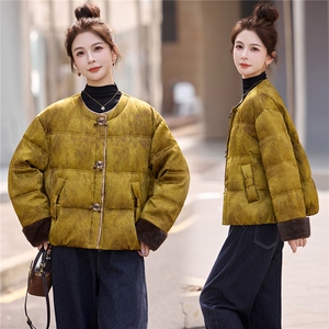 现货现货新中式羽绒服短款2025新款90白鸭绒外套数据好主推款现货图片