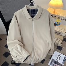 得物品质秋款男拉链夹克衫双面穿格子拉链外套JK2200P70，男装夹克，星座1013-1