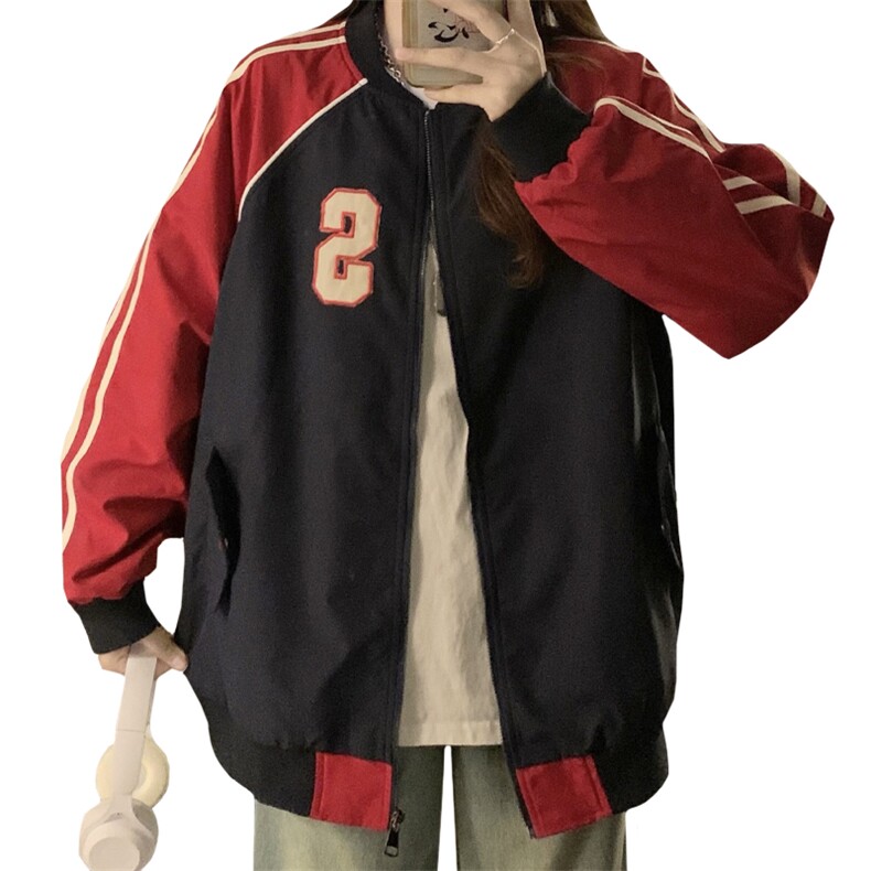 美棒球服少女春秋2025新款初高中生宽松休闲拼色夹克外套C795-P90,男装夹克,星座911-2(原星座613-2）