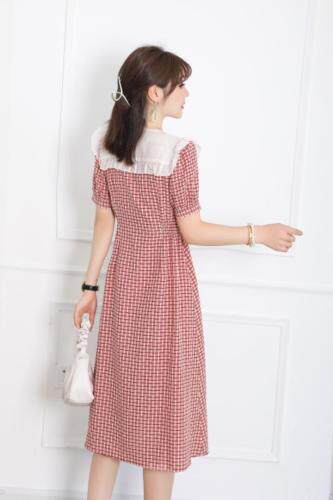 夏季新款格子长裙，女装，欧莎明秀