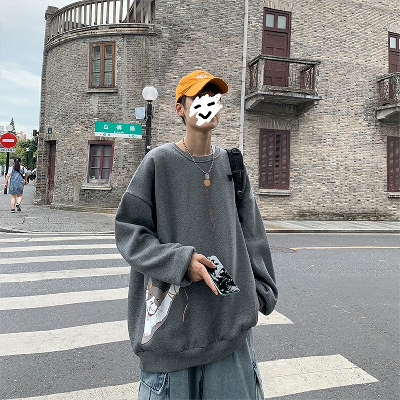 S6013-P35春季圆领卫衣男大码韩版宽松长袖外套男,男装卫衣,电商A040