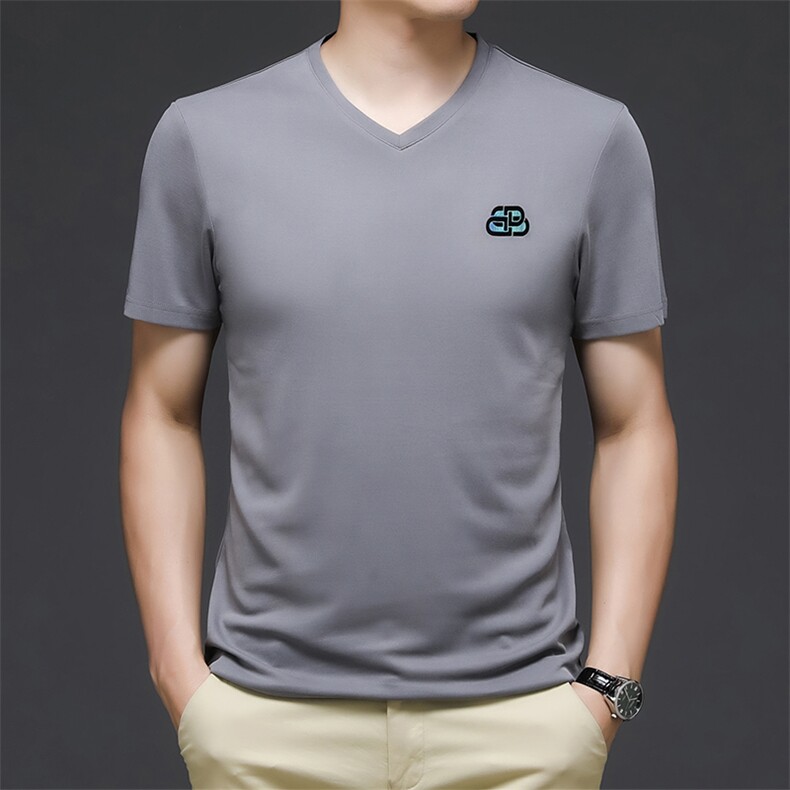 爸爸夏装冰丝薄款男士短袖t恤中年人商务休闲时尚百搭HM8055-P50,男装T恤,星座1105-3