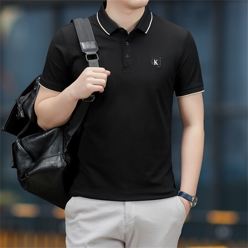 男士短袖T恤保罗polo衫2023夏季新款中年休闲男装半袖翻领体恤衫,男装Polo衫,电商B212（原钱塘6029）
