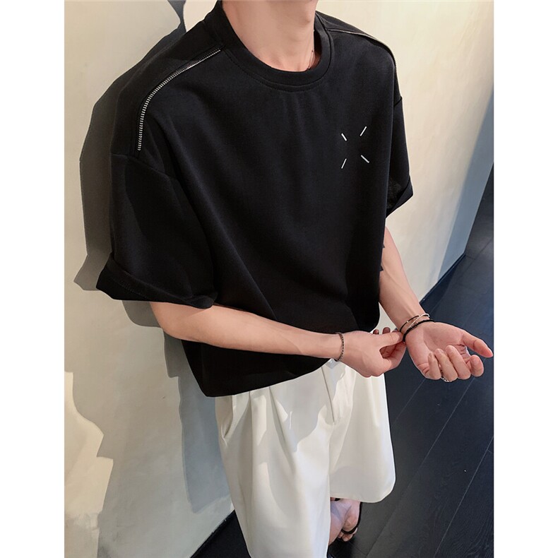 图潮牌美式马吉拉刺绣简约夏季短袖T恤男士设计感半袖P33，男装T恤，电商C306-1