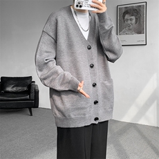 8XL-M大码V领开衫毛衣外套男日系复古宽松慵懒风针织衫KS002p55，男装针织衫/毛衣，电商B312