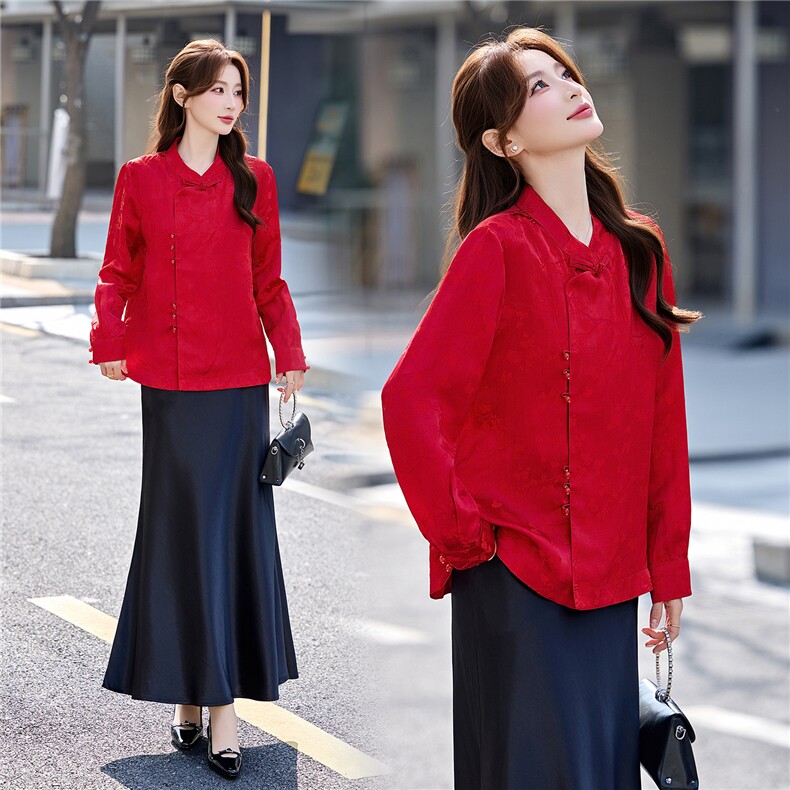 现货现货春装新款简约时尚休闲重工艺减龄组合两件套半裙上衣，女装套装/套裙，韩美纤衣