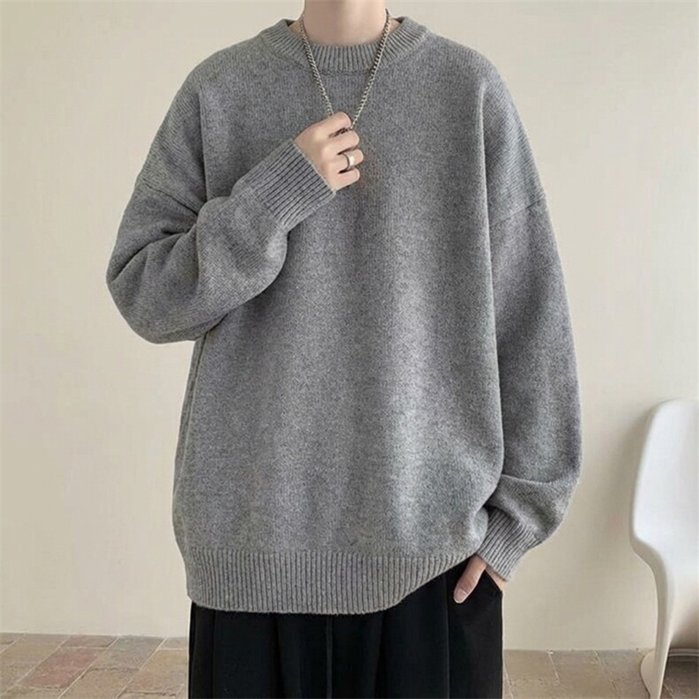 重磅秋冬男女纯色打底针织衫圆领套头半高领毛衣美式复古休闲上衣,男装T恤,电商A486