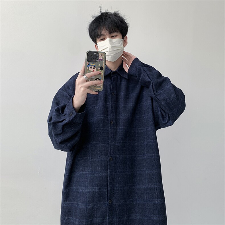 已出货宽松格子衬衫男厚款小香风衬衣KD627-P30,男装衬衫,电商D312-1