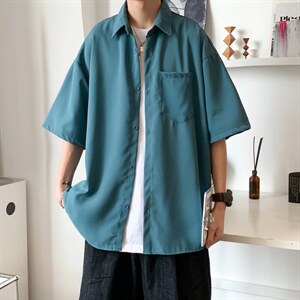 短袖衬衫春款男港风潮流弹力C044P33图片