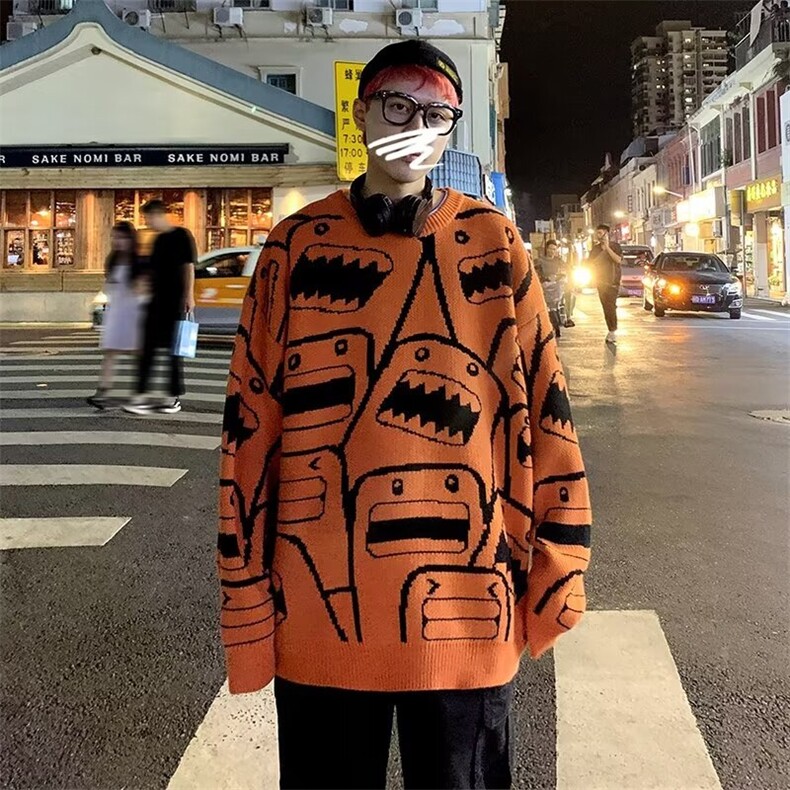 港风宽松圆领毛衣男韩版潮流学生针织衫秋冬季ins潮牌百搭上衣,男装针织衫/毛衣,星座218-1（原230）
