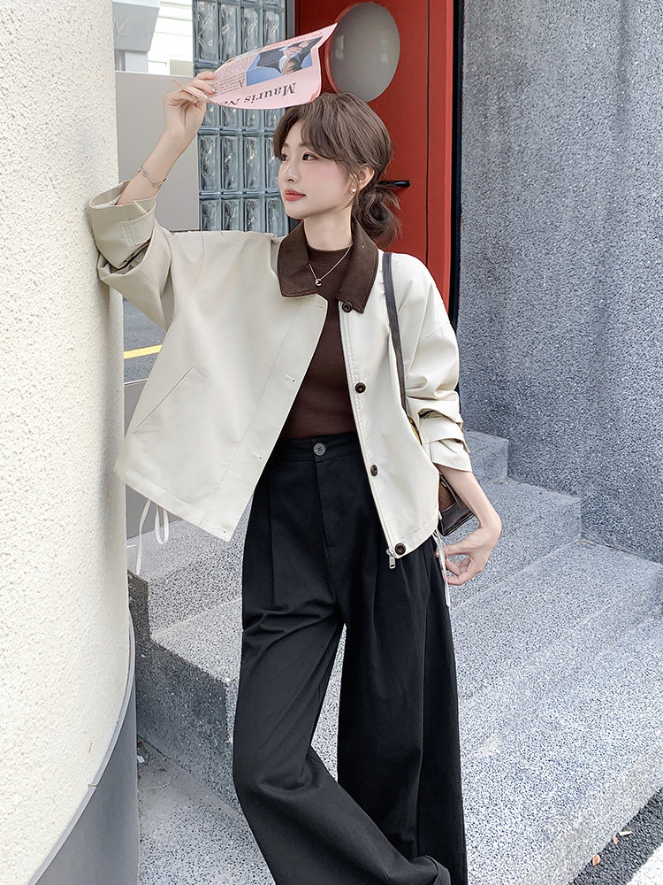 新款【现货】杏色韩系简约款192-628P160K228,女装风衣,浙宝192（原082）