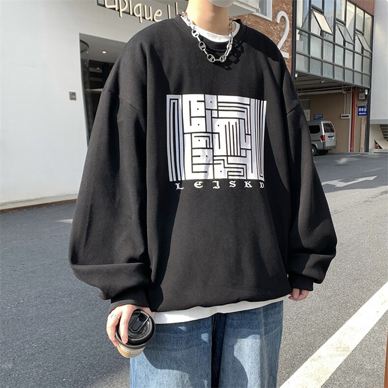 B266-T06-P55 23年春季新款宽松休闲圆领情侣套头卫衣图片