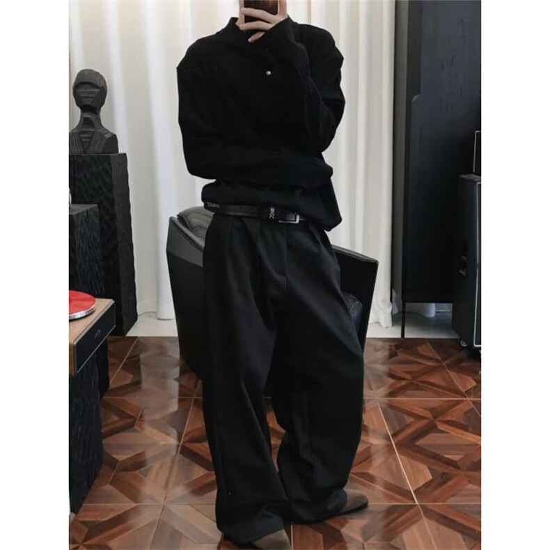 【003】长袖polo衫男款老钱风亨利领t恤休闲上衣A079-T828-P34,男装T恤,电商A079