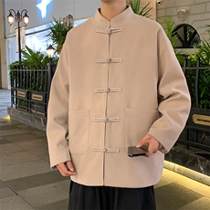 新品港风正装夹克古风外套纽扣纯色百搭衬衫夹克外套CS2450P65，男装夹克，电商A128