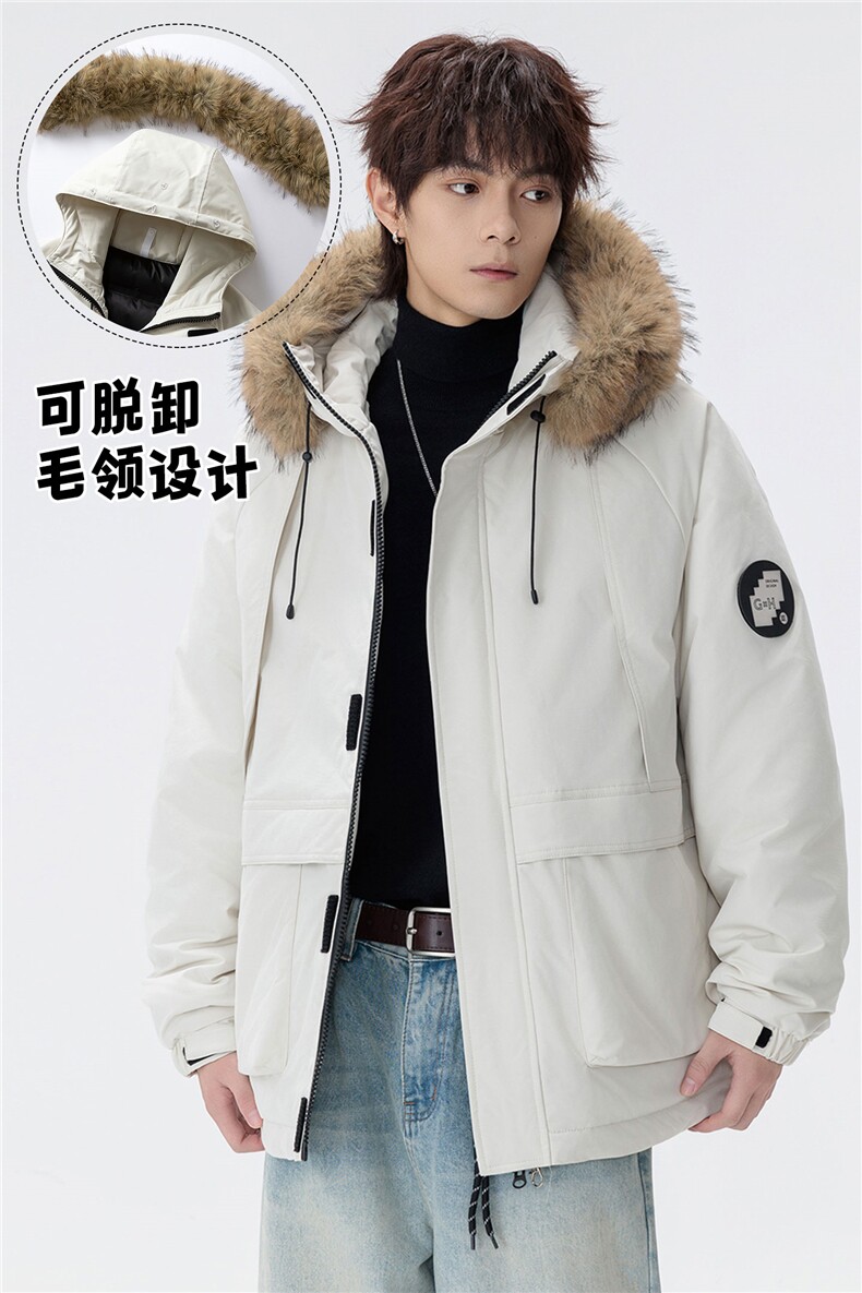 座山雕派克棉服男女同款貉子毛加厚外套,男装棉衣,星座1206（原A206）