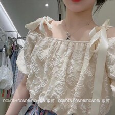 现货丝带蝴蝶结漏肩小衫，其它，东町