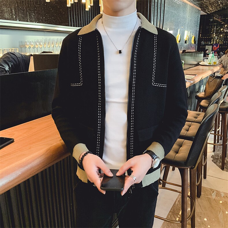 店主风精品秋冬韩版百搭长袖针织开衫休闲夹克毛衣外套V1030-P95,男装针织衫/毛衣,星座308A