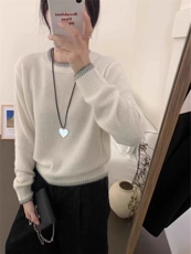 美丽诺羊毛衫女圆领灰色毛衣24秋冬新款欧货高端针织打底，女装羊毛衫，千御纺羊绒