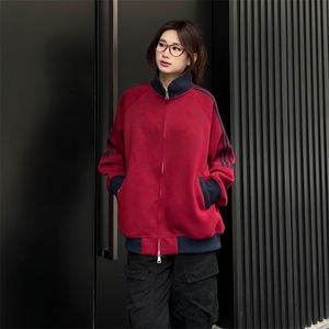 抖音得物高品质 美式高街重磅结构设计拼接织带立领卫衣外套 CM42图片