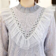 气质街头韩版百搭宽松休闲时尚镂空拼接蕾丝修身2021年春季，女装蕾丝衫/雪纺衫，安之芮娜