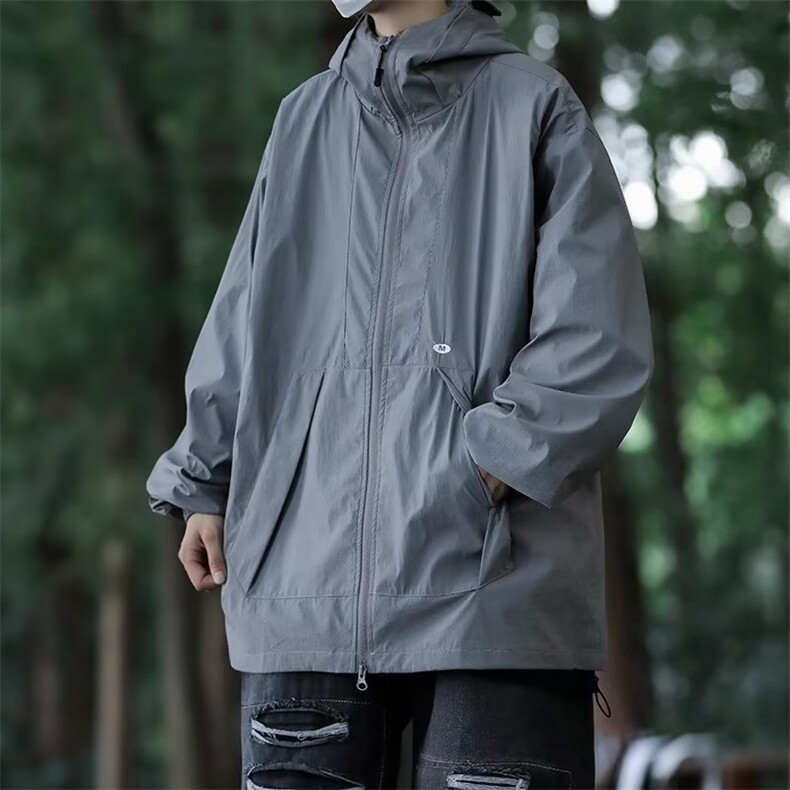黑武士美式街头连帽冲锋衣外套男春秋新款宽松工装夹克JY704-p62图片