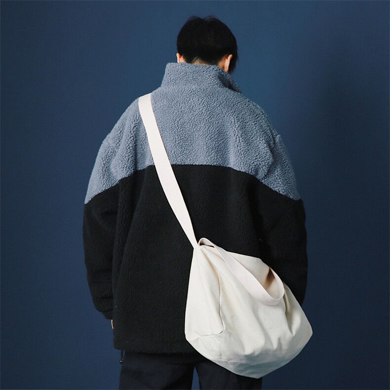 拼色羊羔毛棉服外套男潮流宽松棉衣男冬季加厚保暖男装MY208-p80图片