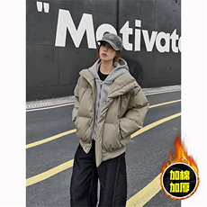 现货高品质重磅工艺美式高街假两件PU皮棉衣男女加厚棉服外套，男装棉衣，电商A443