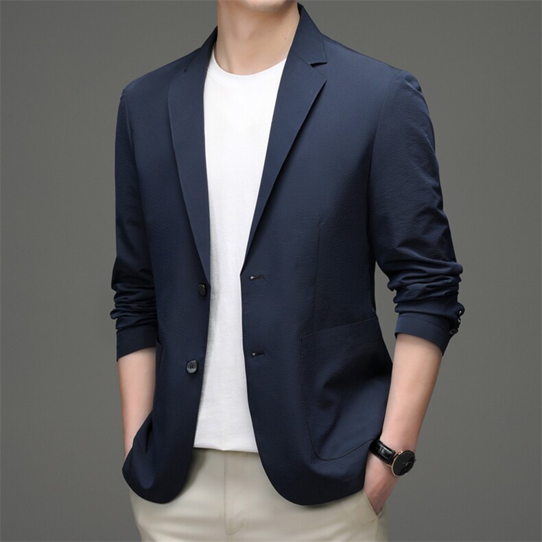 2023秋季新款男装中年男士商务休闲西服长袖上衣男薄款翻领上衣,男装西服,电商B212（原钱塘6029）
