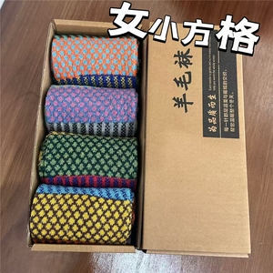 2025秋冬百搭时尚简约女小方格袜子，袜子，慕洵羊绒