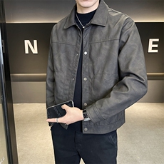 男装皮衣2025秋季新款翻领修身男士皮夹克C317-5536-P145，男装夹克，电商C317