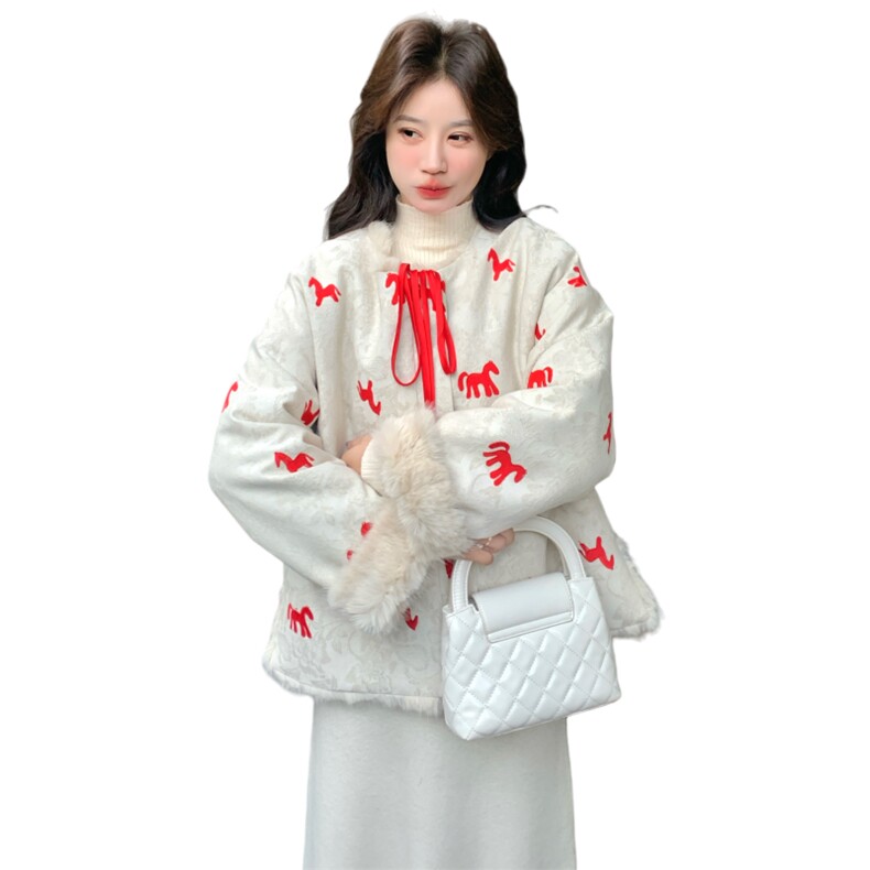 【新款】马上有钱刺绣两面穿毛毛外套2C115-2386-P235-K348,女装棉衣/棉服,2C115