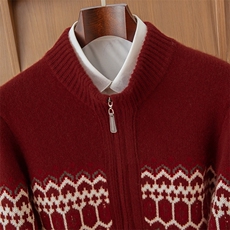 2025年秋季新款五针加厚圣诞红男士加厚针织羊绒开衫时尚休闲通勤，男装羊绒开衫，鼎坤羊绒