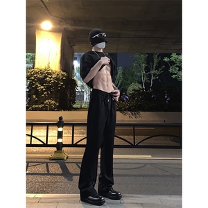 B221 美式ins高街纯色情侣款休闲微喇冰丝西裤 LK23083-P55 控78图片